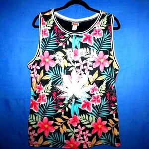 Spencer's Dope Floral Leaf Graphic Tank Top L